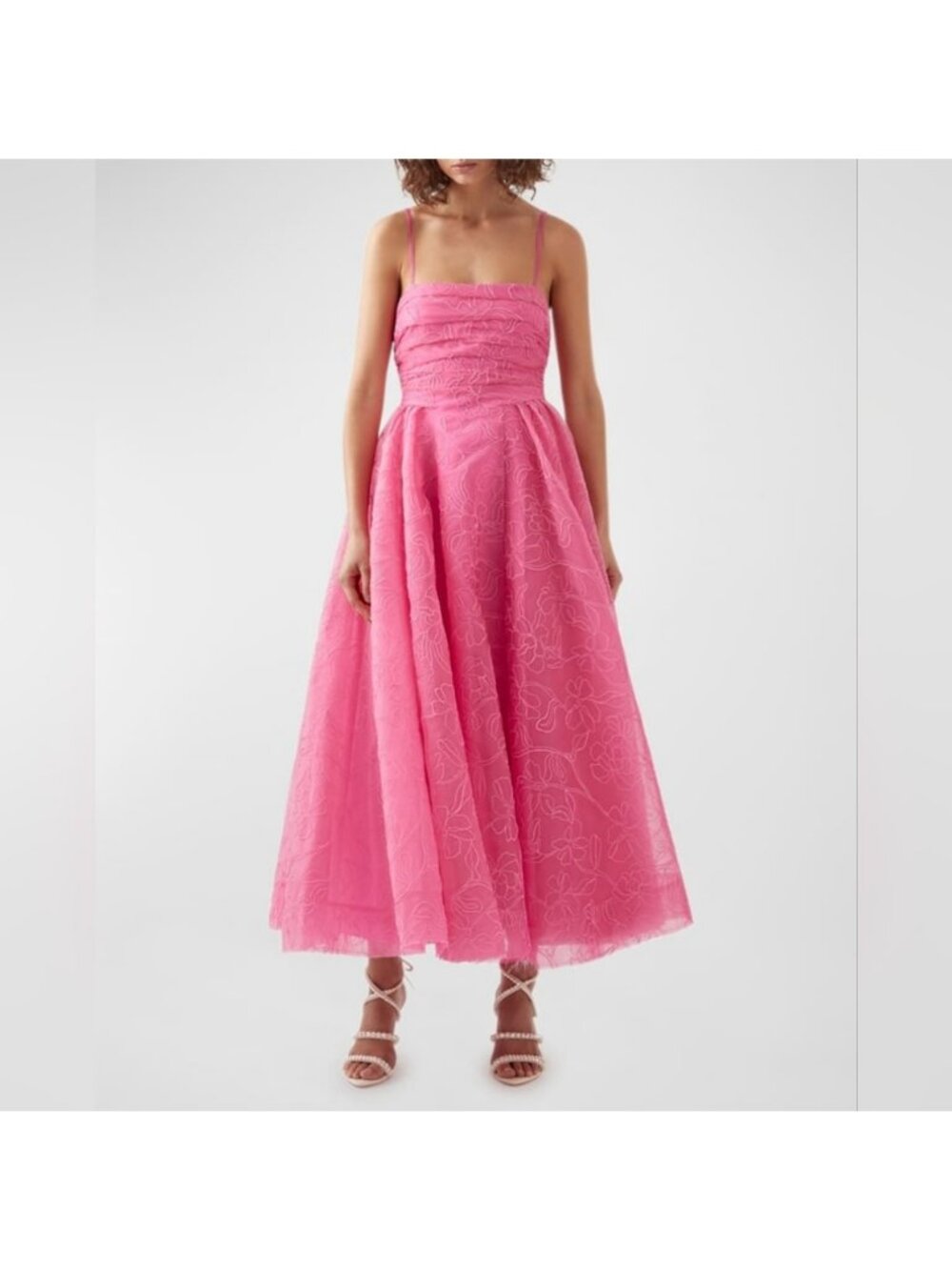 Final SALE Aje Evangeline Cornelli Square-Neck Chiffon Maxi Dress